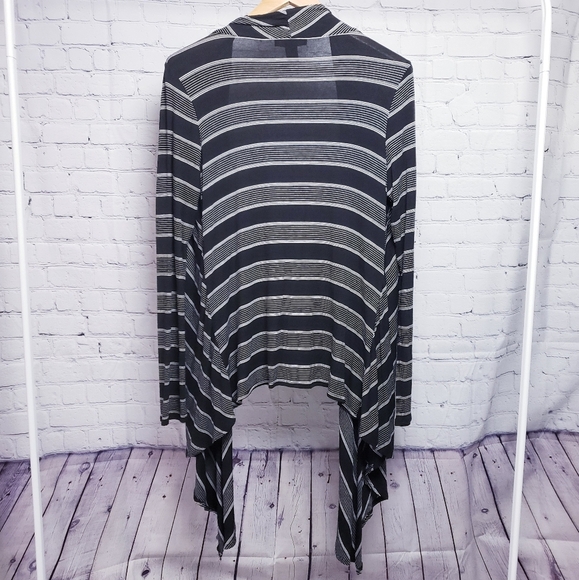 White House Black Market Jersey Waterfall Cardigan Top Black Loungewear Winter - Picture 2 of 6